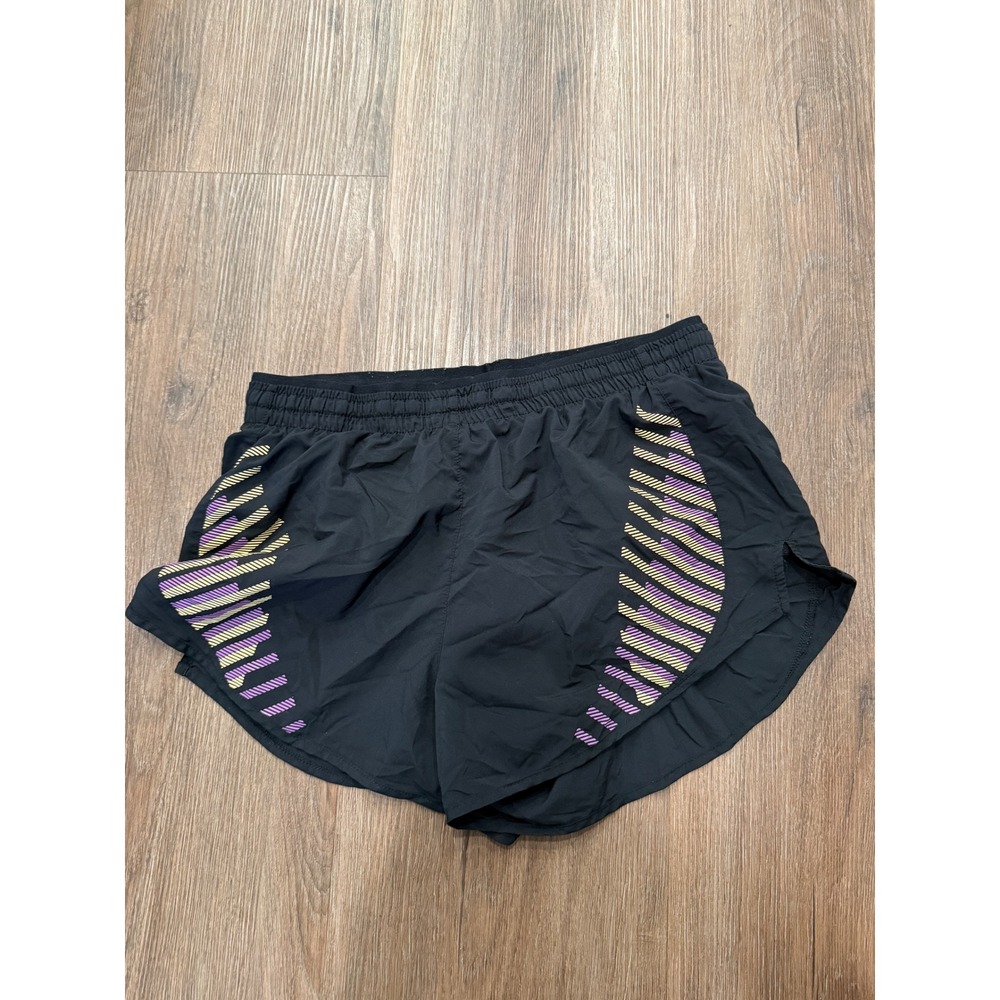 Nike Womens Dri-FIT Running Shorts Black Purple‎ Yellow Graphic Size S